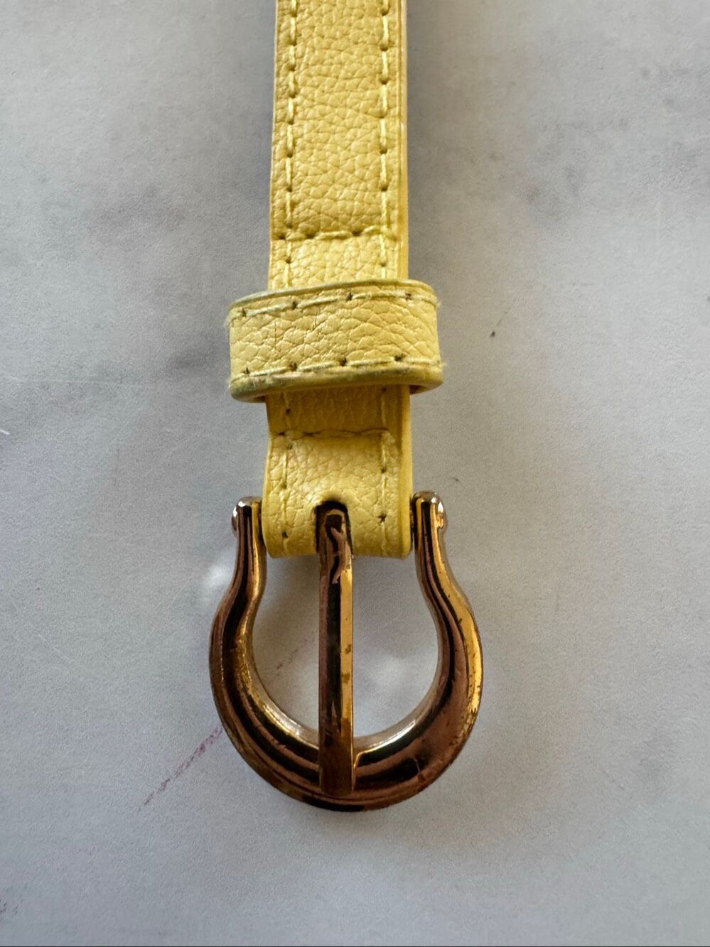 Lacey Lane little girls XS 4-6 year belt pastel yellow thin imported gold buckle